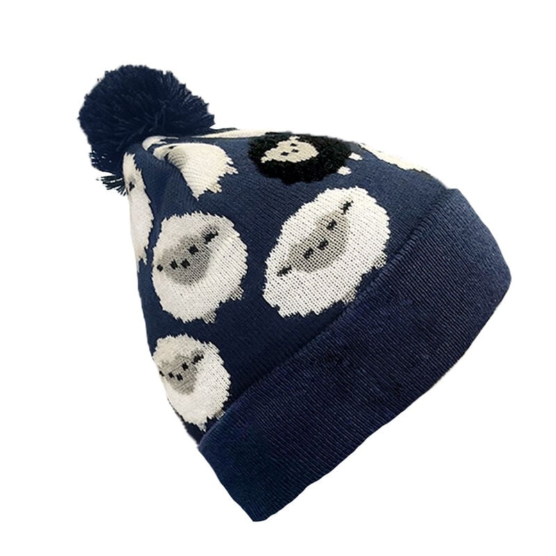 All Over Sheep Pattern Kids Hat Navy